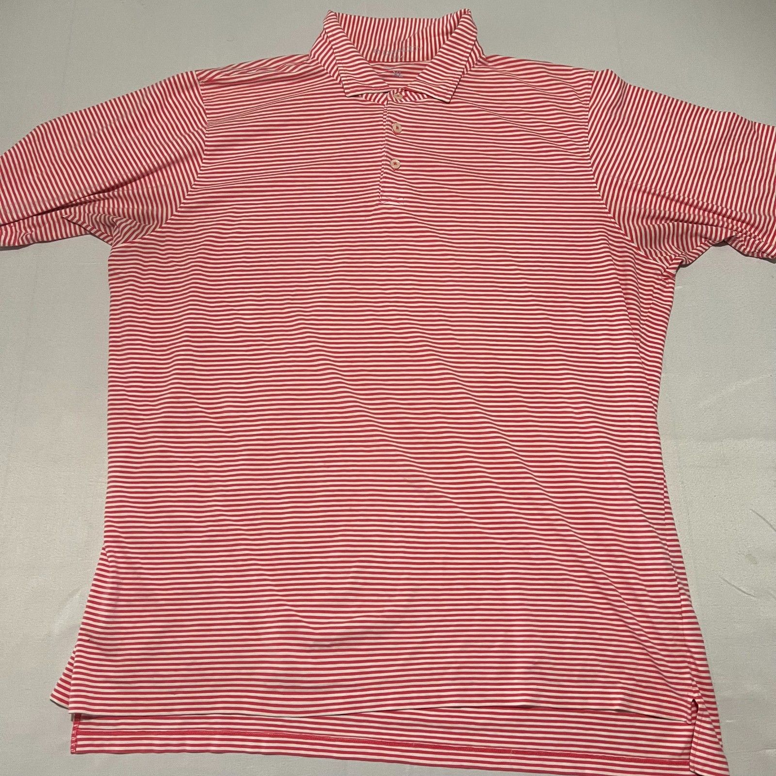 B. Draddy Men Xl Churchill Downs Jimmy Polo Shirt Red White Stripe Pima Cotton